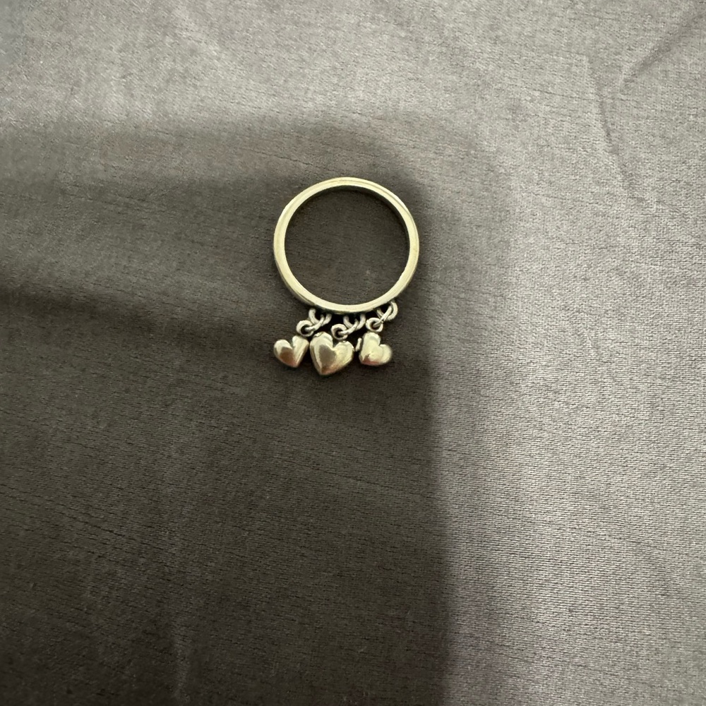 James Avery Sterling Silver Gathered Hearts Charm Dangle Ring